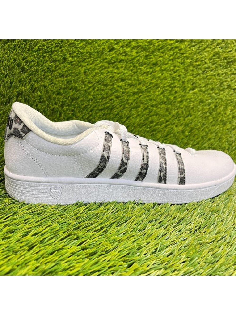K-Swiss Court Pro II Leopard Womens Size 11 White Black Athletic Shoes Sneakers